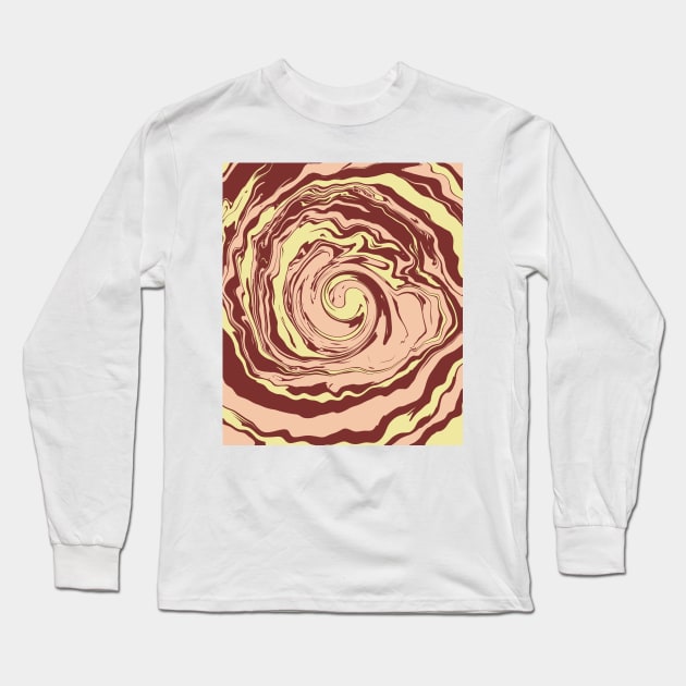 Boho Liquid Swirls Retro Pattern Long Sleeve T-Shirt by Jennggaa